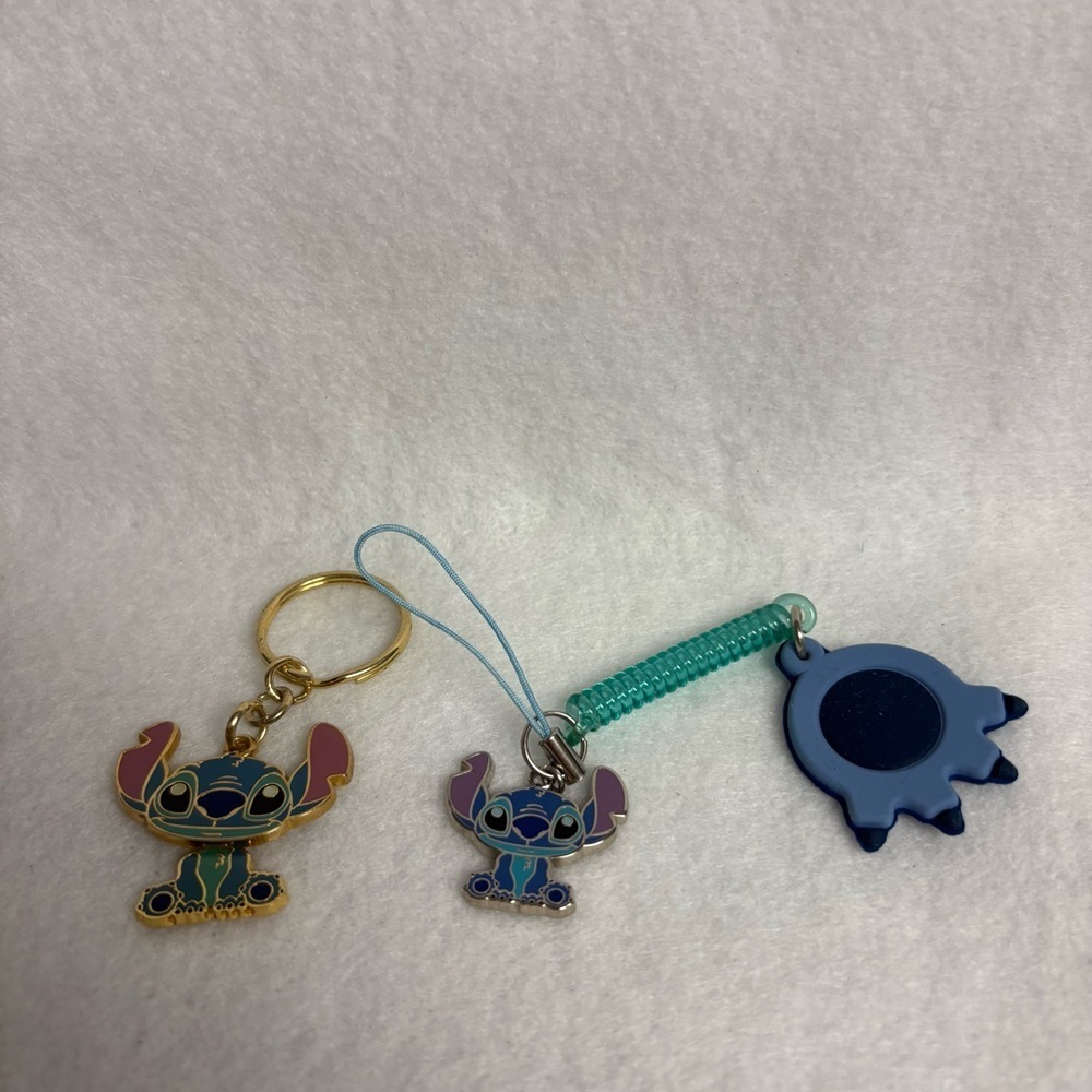 Set of 2 STITCH Keychain Charm Key Ring Blue TDR Tokyo Disney Japan
